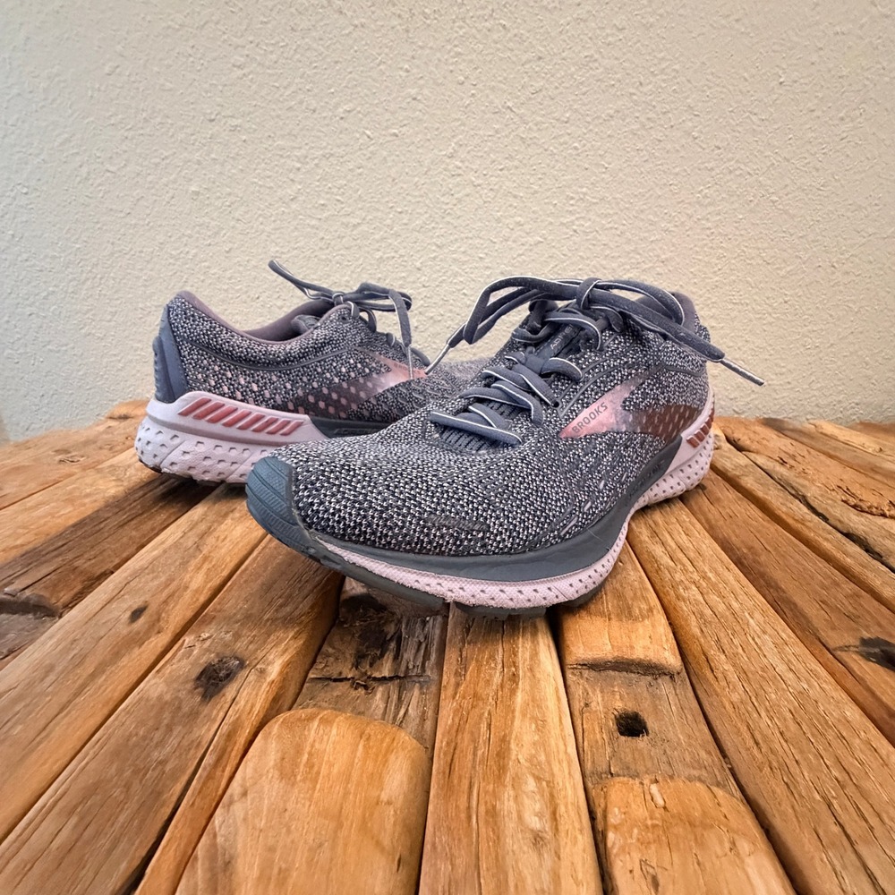 Brooks Adrenaline GTS 21 Grey Pink Running Shoes Womens 10.5 1203291B528